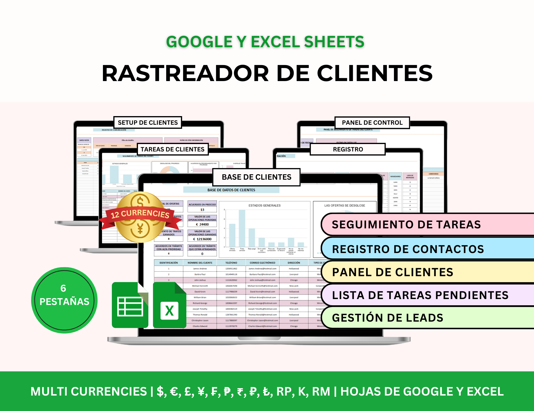 gestión de clientes, base de datos de clientes, registro de clientes, seguimiento de clientes, plantilla de clientes, excel de clientes, gestión de leads, administración de clientes, control de clientes, seguimiento de prospectos