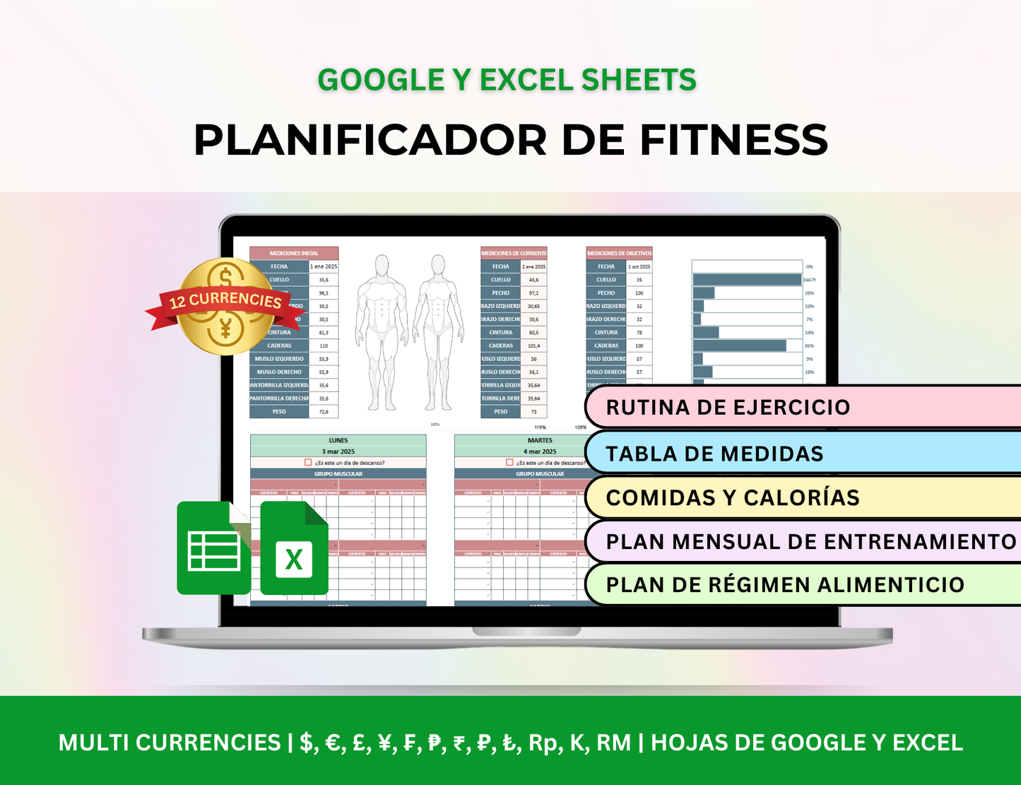 seguimiento de hábitos, planificador de ejercicios, registro de entrenamientos, planificador de entrenamiento, seguimiento de salud, planificador de dieta, seguimiento de entrenamiento, planificador de bienestar, control de entrenamientos, plantilla de rutina de ejercicios