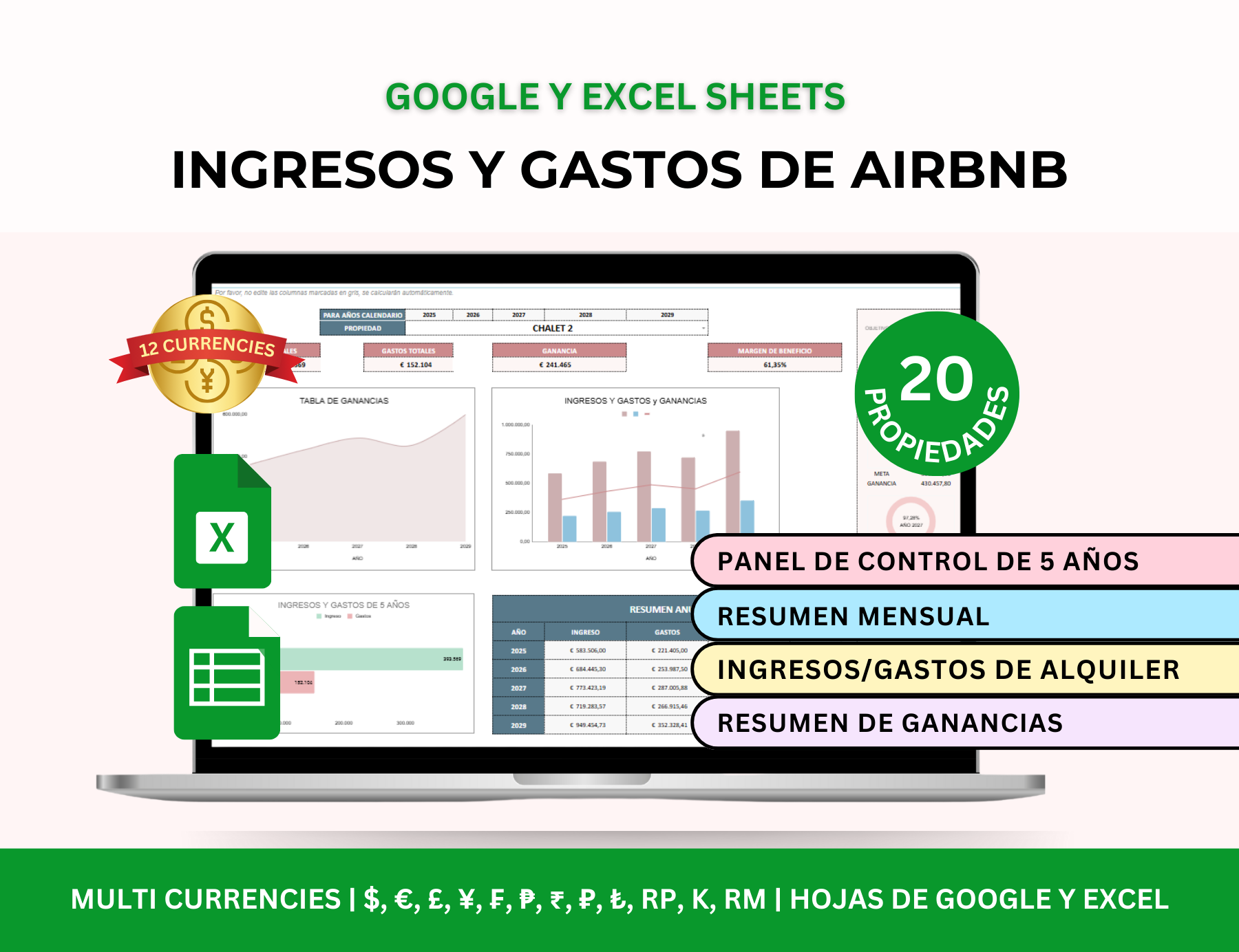 administración de alquileres, rentabilidad airbnb, administración de propiedades Airbnb, administración de airbnb, dashboard airbnb, control de alquileres, planificador de ingresos y gastos, administración de propiedades, registro de alquileres, plantilla de alquiler