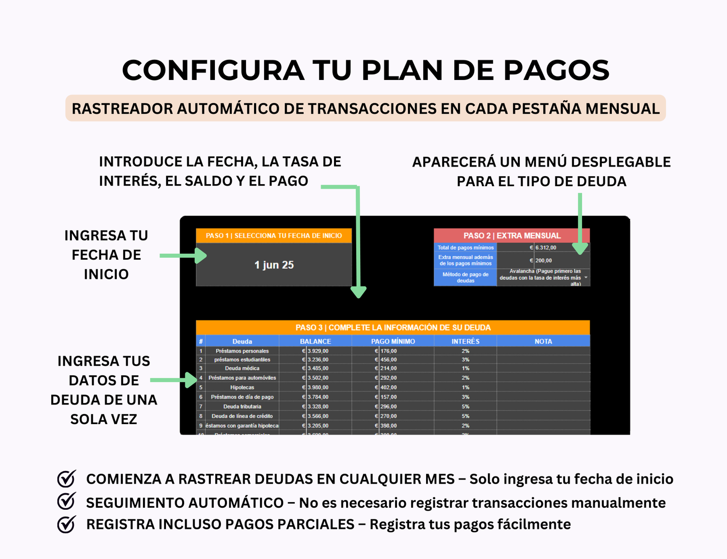 gestor de deudas, plantilla para pagar deudas, plan de pago de deudas, excel para pagar deudas, plantilla de excel para deudas, control de deudas, registro de deudas, gestión de deudas, calculadora de deudas, planificador de pago de deudas