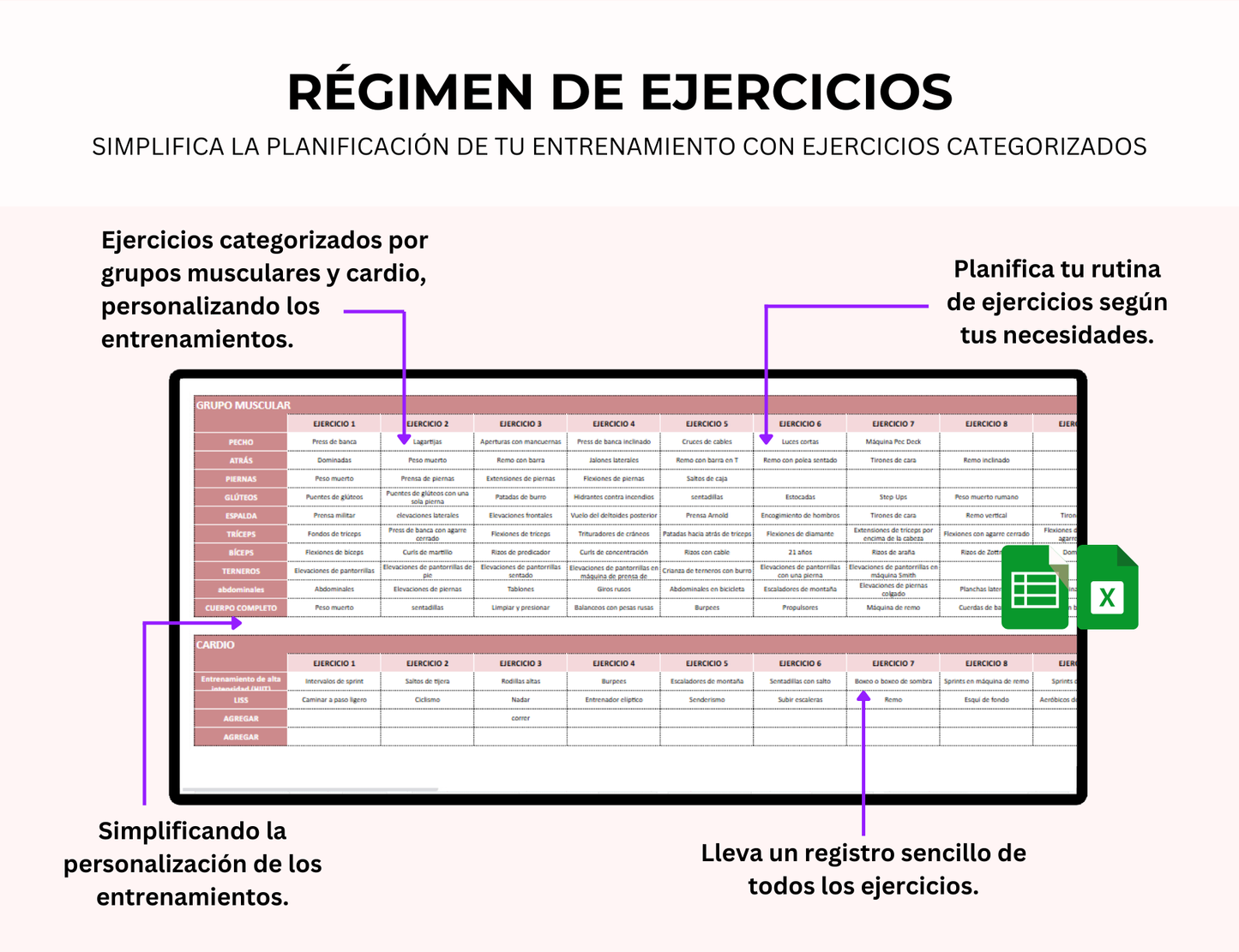 seguimiento de hábitos, planificador de ejercicios, registro de entrenamientos, planificador de entrenamiento, seguimiento de salud, planificador de dieta, seguimiento de entrenamiento, planificador de bienestar, control de entrenamientos, plantilla de rutina de ejercicios