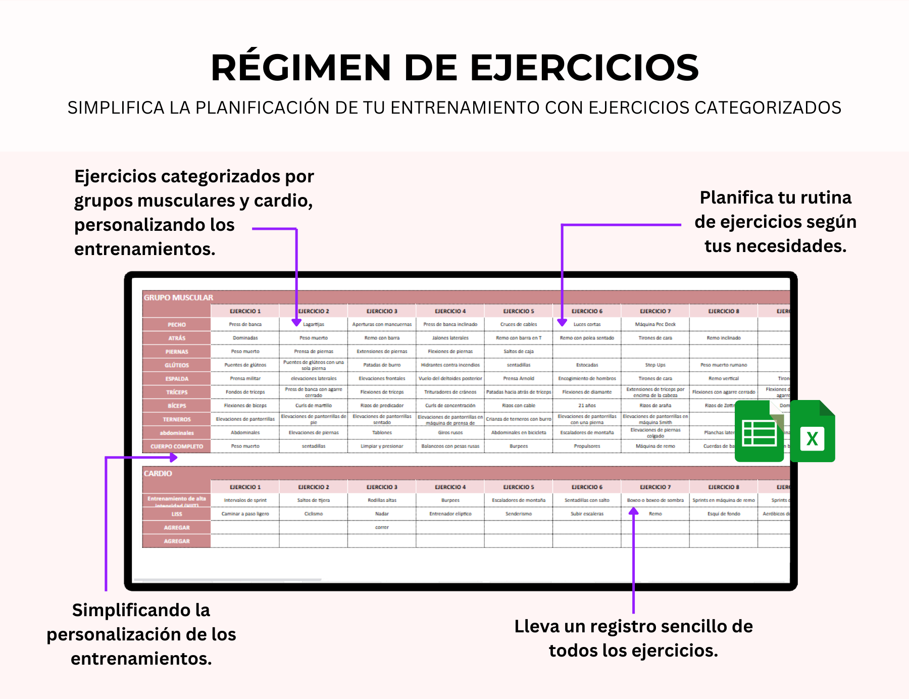 seguimiento de hábitos, planificador de ejercicios, registro de entrenamientos, planificador de entrenamiento, seguimiento de salud, planificador de dieta, seguimiento de entrenamiento, planificador de bienestar, control de entrenamientos, plantilla de rutina de ejercicios