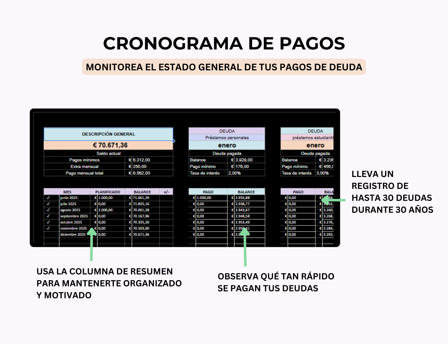 gestor de deudas, plantilla para pagar deudas, plan de pago de deudas, excel para pagar deudas, plantilla de excel para deudas, control de deudas, registro de deudas, gestión de deudas, calculadora de deudas, planificador de pago de deudas