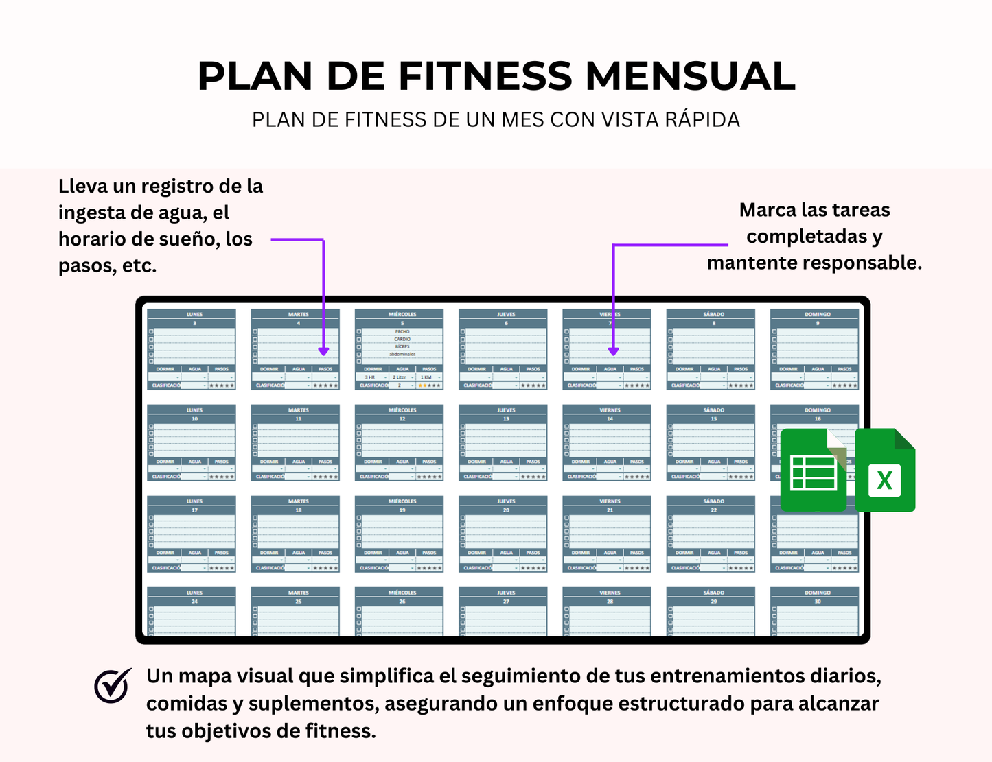 seguimiento de hábitos, planificador de ejercicios, registro de entrenamientos, planificador de entrenamiento, seguimiento de salud, planificador de dieta, seguimiento de entrenamiento, planificador de bienestar, control de entrenamientos, plantilla de rutina de ejercicios