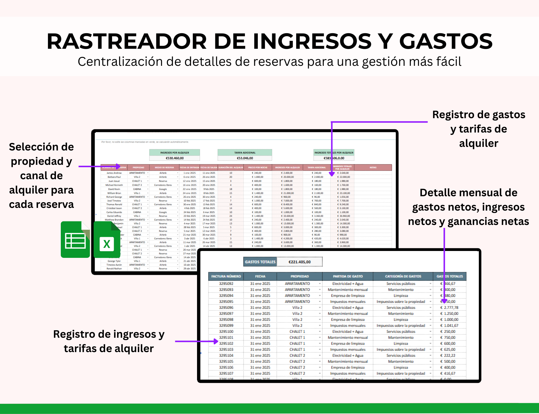 administración de alquileres, rentabilidad airbnb, administración de propiedades Airbnb, administración de airbnb, dashboard airbnb, control de alquileres, planificador de ingresos y gastos, administración de propiedades, registro de alquileres, plantilla de alquiler